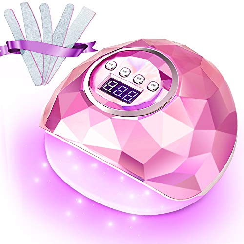 Lámpara de uñas LED UV 86W, secador de uñas más rápido para esmalte de gel, lámpara de curado de uñas con 4 temporizadores de ajuste automático de pantalla LCD para uñas y uñas de los pies (rosa)