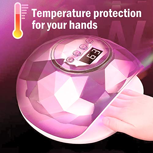 Lámpara de uñas LED UV 86W, secador de uñas más rápido para esmalte de gel, lámpara de curado de uñas con 4 temporizadores de ajuste automático de pantalla LCD para uñas y uñas de los pies (rosa)