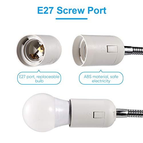 Lámpara Escritorio LED, lampara pinza con Ajustable 400MM flexo de pinza Lectura nocturna 360 Grados con Clip, Maquillaje Tatuaje Extensión de Pestañas de Manicura, Oficina (EU)