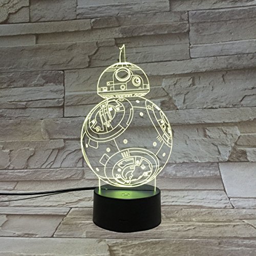 Lampara LED Star Wars BB-8 Cambia Color USB Luz Nocturna