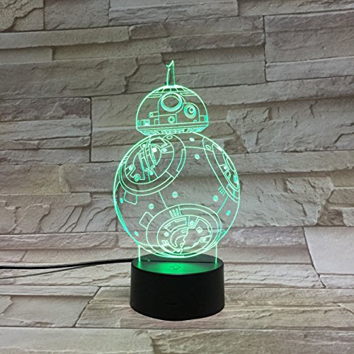 Lampara LED Star Wars BB-8 Cambia Color USB Luz Nocturna