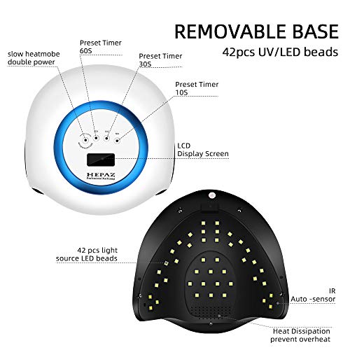 Lampara LED Uñas,Lámpara Secador de Uñas LED,168W Lámpara LED Uñas Pantalla LCD Secador de uñas de Botón Táctil Sensor Automático de infrarrojos, Lampara uñas con 4 Temporizador Profesional