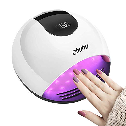 Lámpara LED UV Uñas, Ohuhu 72W Lámpara LED Uñas Pantalla LCD Secador de uñas de Botón Táctil Sensor Automático de infrarrojos, Lampara uñas con 4 Temporizador Profesional de 10s, 30s, 60s,120 s