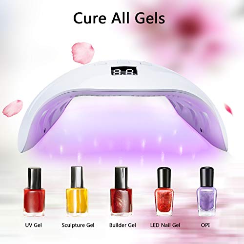 Lámpara LED UV Uñas SKYUV 48W Secador de Uñas para Manicura/Pedicura con 3Temporizadores, Con Sensor Automático y Pantalla LCD Para Manicura/Pedicure Nail Art en el Hogar y el Salón