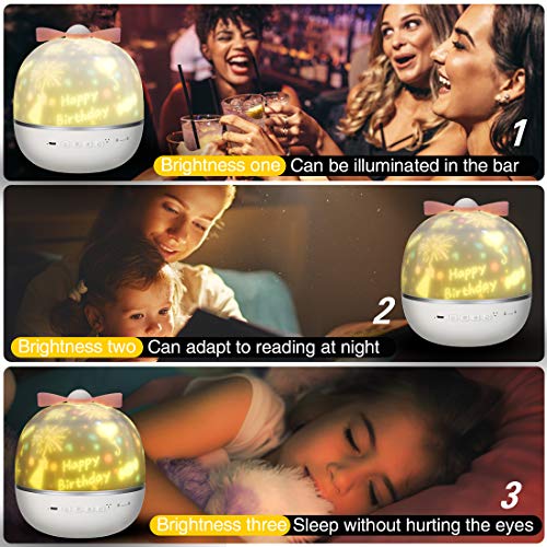 Lámpara Proyector Estrellas, 360° Rotación Músic Lampara con 6 Películas de Proyección, Proyector Bebe Lampara Bebe Romántica luz de la Noche Para BeBés Dormitorio Sala