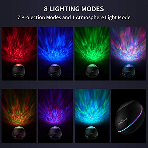Lampara Proyector Océano Ola Bluetooth 5.0 , Lámpara Proyector Infantil Luz Nocturna con 360° Rotación y 8 Música, 8 Modos, con Control Remoto y Temporizador Proyector Noche Adultos Niños Regalo
