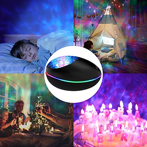 Lampara Proyector Océano Ola Bluetooth 5.0 , Lámpara Proyector Infantil Luz Nocturna con 360° Rotación y 8 Música, 8 Modos, con Control Remoto y Temporizador Proyector Noche Adultos Niños Regalo