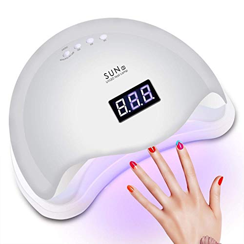 Lámpara Secador de Uñas, Rixow 48W LED/UV Lámpara Temporizador Profesional de Gel para Manicura y Pedicura con Sensor, Gran Espacio Interior Panel Extraíble 3 Modos, Blanco