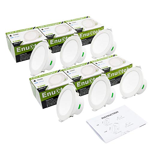Lamparas de Techo Empotradas Focos de Plafon LED 10W Compatible con Interruptor Regulable Luz Calida y Fria Ajustable 220V-240V Diámetro de Agujero 90-105MM Lot de 6 de Enuotek