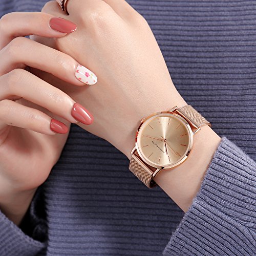 L'ananas-Watches Acero inoxidable de malla de oro rosa pulsera ajustable para Mujeres Rose Gold One Size