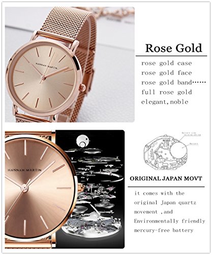 L'ananas-Watches Acero inoxidable de malla de oro rosa pulsera ajustable para Mujeres Rose Gold One Size