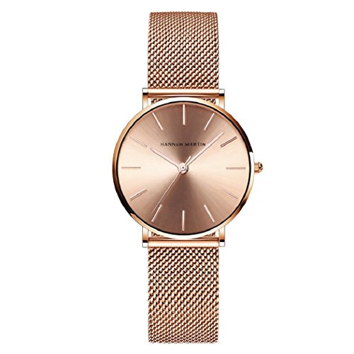 L'ananas-Watches Acero inoxidable de malla de oro rosa pulsera ajustable para Mujeres Rose Gold One Size