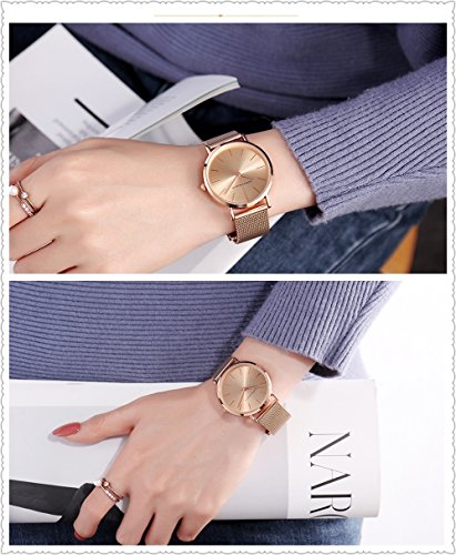 L'ananas-Watches Acero inoxidable de malla de oro rosa pulsera ajustable para Mujeres Rose Gold One Size