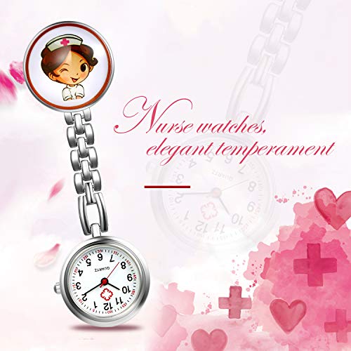 LANCARDO Reloj de Bolsillo Médico Colgante de Enfermera Prendedor Broche Cuarzo Original Multicolor con Clip Uniforme Paramédico Regalo Gracias Doctor Mujer Chica Niña