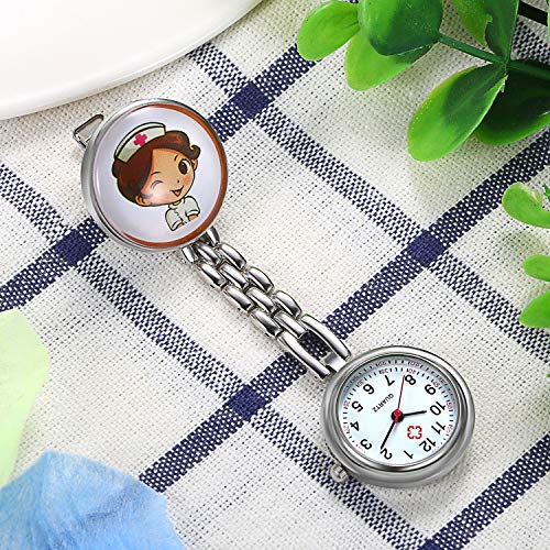 LANCARDO Reloj de Bolsillo Médico Colgante de Enfermera Prendedor Broche Cuarzo Original Multicolor con Clip Uniforme Paramédico Regalo Gracias Doctor Mujer Chica Niña