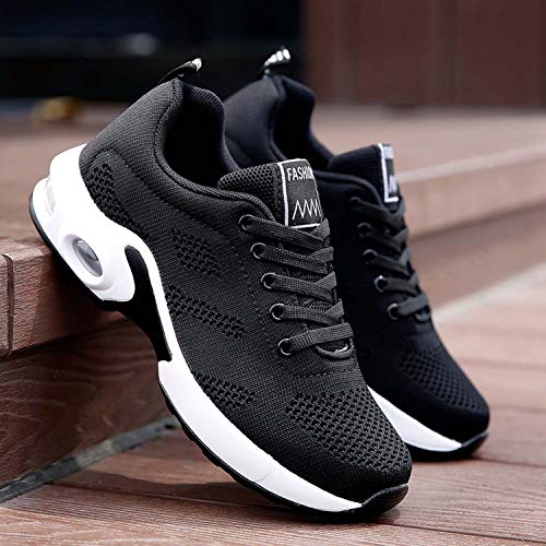 Lanchengjieneng Moda Mujer Entrenador de Running de Aire Transpirable Jogging Fitness Sneakers Casual Walking Shoes Negro EU 37