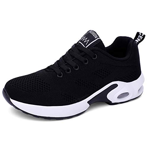 Lanchengjieneng Moda Mujer Entrenador de Running de Aire Transpirable Jogging Fitness Sneakers Casual Walking Shoes Negro EU 37