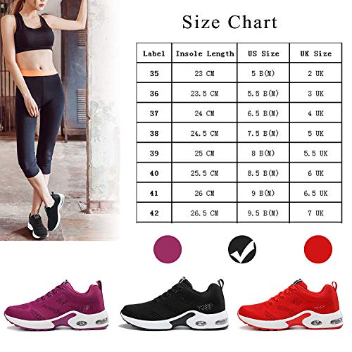 Lanchengjieneng Moda Mujer Entrenador de Running de Aire Transpirable Jogging Fitness Sneakers Casual Walking Shoes Negro EU 37