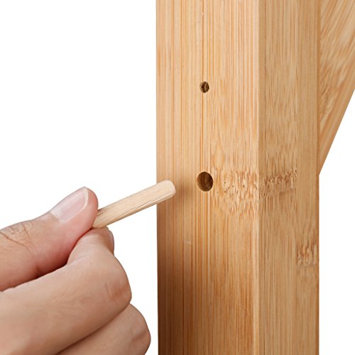 LANGRIA Perchero Bambú de Pie Tipo Árbol con 8 Ganchos en 4 Niveles y Pies Sólidos para Colgar Abrigos Gorros Chaquetas Gabardinas, Color Natural de Bambú