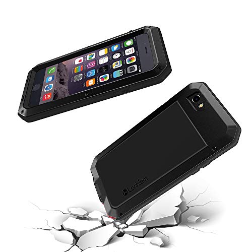 Lanhiem Funda iPhone 6 / 6S, [Rugged Armour] Antigolpes Metal Estuche Protectora, Absorción de Choque y Duradera Fundas con Protector de Pantalla Vidrio Carcasa para 4.7" iPhone 6 6S, Negro