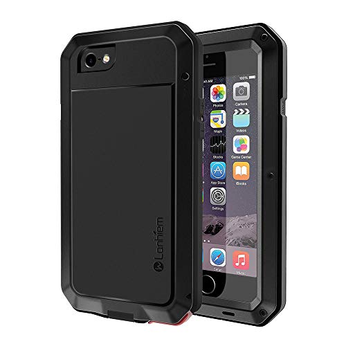 Lanhiem Funda iPhone 6 / 6S, [Rugged Armour] Antigolpes Metal Estuche Protectora, Absorción de Choque y Duradera Fundas con Protector de Pantalla Vidrio Carcasa para 4.7" iPhone 6 6S, Negro