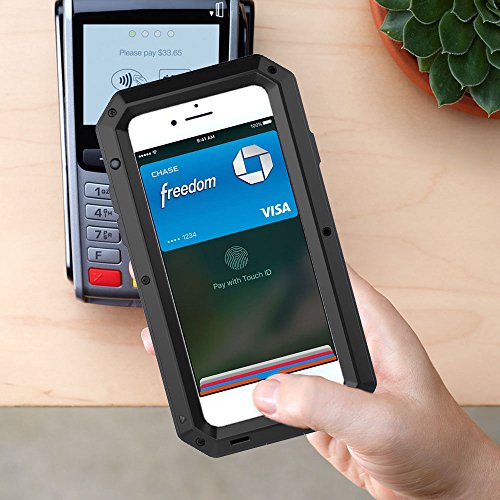 Lanhiem Funda iPhone 6 / 6S, [Rugged Armour] Antigolpes Metal Estuche Protectora, Absorción de Choque y Duradera Fundas con Protector de Pantalla Vidrio Carcasa para 4.7" iPhone 6 6S, Negro