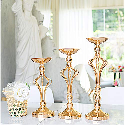 LANLONG - Jarrón de metal para boda, 2 piezas,, arreglos de flores artificiales para aniversario, ceremonia, fiesta, cumpleaños, evento, pasillo, decoración del hogar, Dorado 2XL