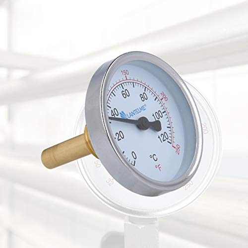 Lantelme Termómetro de calefacción 120 °C manga de inmersión termómetro de esfera de agua fría negro Termómetro de calefacción analógico bimetálico 4672