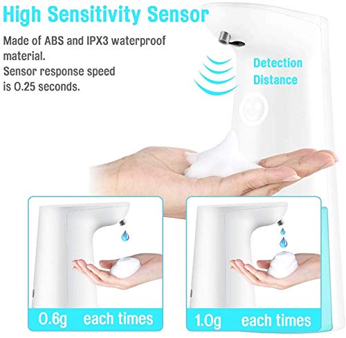 LAOPAO Dispensadores de Jabón, Sensor Dispensador de Jabón Automático Espuma Dispensador Espuma sin Contacto Dispensador de Manos 240ml para Baño Cocina