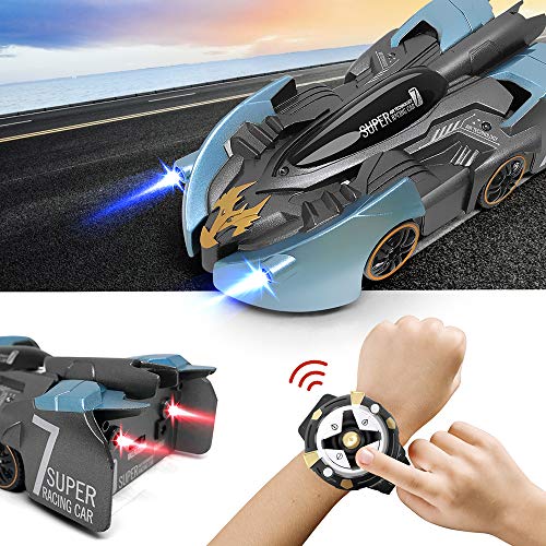 LAPPAZO Coche Teledirigido Radiocontrol para Niños, Escalada Acrobacias en Pared Rotación 360° con 2.4Ghz Reloj de Control Remoto RC Coches de Juguetes Regalo para Niños