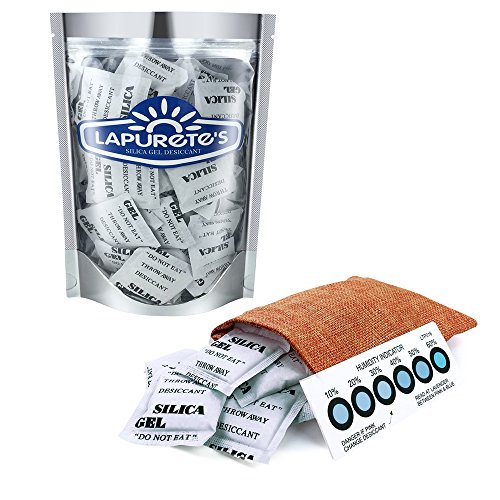 lapurete de® Paquete de 5 Gramos de 50 Paquetes de Gel de sílice desecante Deshumidificadores (regeneración)