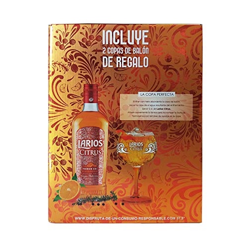 Larios Citrus + Rosé Ginebra Mediterránea + Regalo 2 Copas, 37.5% (2 X 700 ml)