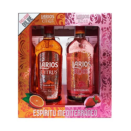 Larios Citrus + Rosé Ginebra Mediterránea + Regalo 2 Copas, 37.5% (2 X 700 ml)