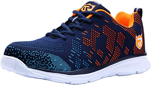LARNMERN Zapatos de Seguridad Hombre Cómodas,LM180112 SBP Zapatillas de Trabajo con Punta de Acero Ultraligero Transpirables(41 EU,Naranja Azul)