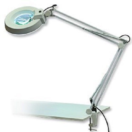 Laron S3201 - Lámpara de mesa con lupa para manicura (aumento de 8 dioptrías, diámetro del vidrio 12 cm)