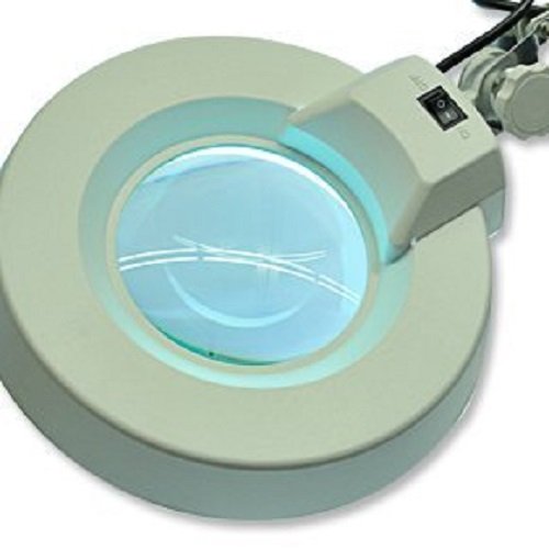 Laron S3201 - Lámpara de mesa con lupa para manicura (aumento de 8 dioptrías, diámetro del vidrio 12 cm)