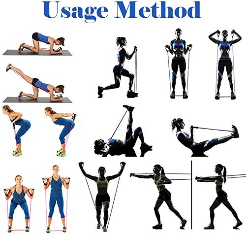 Las Bandas De Resistencia Serie De Ejercicios, Bandas De Resistencia De La Aptitud Con Las Manijas, Puertas De Anclaje Y Correas Del Tobillo Para Hombres Mujeres Inicio Yoga Pilates Gimnasio 10Pcs