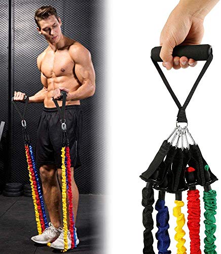 Las Bandas De Resistencia Serie De Ejercicios, Bandas De Resistencia De La Aptitud Con Las Manijas, Puertas De Anclaje Y Correas Del Tobillo Para Hombres Mujeres Inicio Yoga Pilates Gimnasio 10Pcs