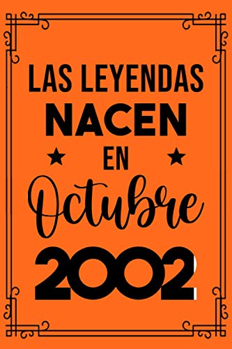 Las Leyendas Nacen En Octubre 2002: Regalo de cumpleaños de 18 años para mujeres cuaderno forrado cuaderno de cumpleaños regalo de cumpleaños para ... regalo de cumpleaños para niñas, tía, novia