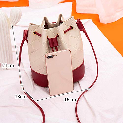 Las Mujeres Bolso de Cuero del Bolso del Cubo del Bolso de Lazo del Bolso de Hombro del Mensajero de Las señoras de Crossbody Bolsos monederos (Negro)