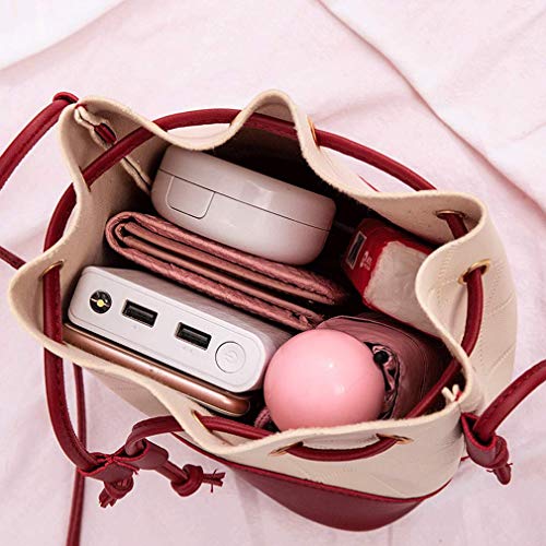 Las Mujeres Bolso de Cuero del Bolso del Cubo del Bolso de Lazo del Bolso de Hombro del Mensajero de Las señoras de Crossbody Bolsos monederos (Negro)