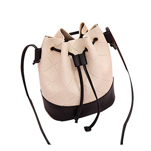 Las Mujeres Bolso de Cuero del Bolso del Cubo del Bolso de Lazo del Bolso de Hombro del Mensajero de Las señoras de Crossbody Bolsos monederos (Negro)