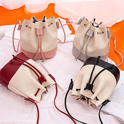 Las Mujeres Bolso de Cuero del Bolso del Cubo del Bolso de Lazo del Bolso de Hombro del Mensajero de Las señoras de Crossbody Bolsos monederos (Negro)