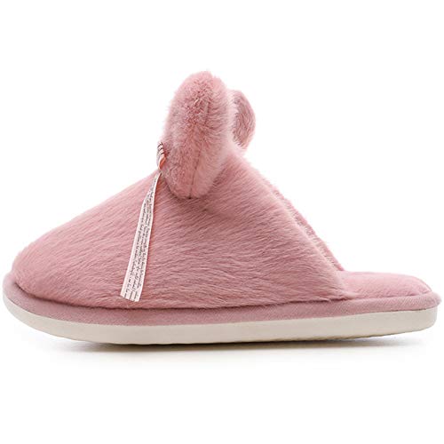 Las mujeres de algodón de pelo, Slip casera de la historieta PVC zapatillas de suela blanda zapatillas de invierno caliente casa Calzado mujer cubierta de felpa deslizadores,Púrpura,36/37