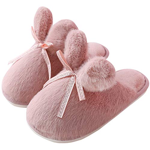 Las mujeres de algodón de pelo, Slip casera de la historieta PVC zapatillas de suela blanda zapatillas de invierno caliente casa Calzado mujer cubierta de felpa deslizadores,Púrpura,36/37