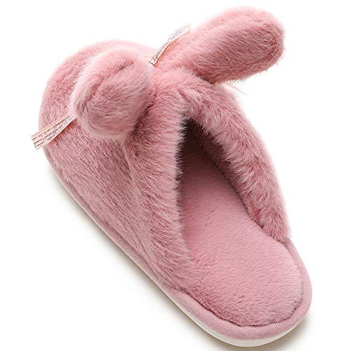 Las mujeres de algodón de pelo, Slip casera de la historieta PVC zapatillas de suela blanda zapatillas de invierno caliente casa Calzado mujer cubierta de felpa deslizadores,Púrpura,36/37