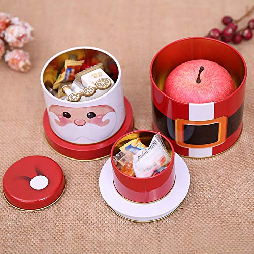 Lata de dulces navideños,Caja de dulces de 3 capas Regalo de dulces de Navidad Contenedores de almacenamiento de galletas Papá Noel Frascos de dulces vacíos Pastel de efectivo Biscuit Jewelry Gift