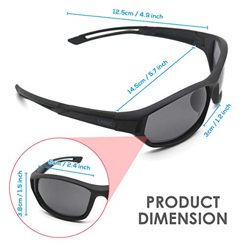 LATEC Gafas de Sol Deportivas, Gafas Ciclismo Polarizadas con Protección UV400 y TR90 Unbreakable Frame, para Hombres Mujeres al Aire Libre Deportes Pesca Esquí Conducción Golf Correr Ciclismo
