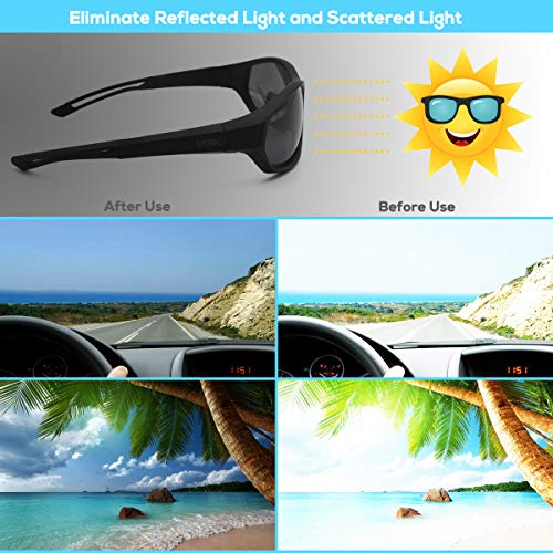 LATEC Gafas de Sol Deportivas, Gafas Ciclismo Polarizadas con Protección UV400 y TR90 Unbreakable Frame, para Hombres Mujeres al Aire Libre Deportes Pesca Esquí Conducción Golf Correr Ciclismo