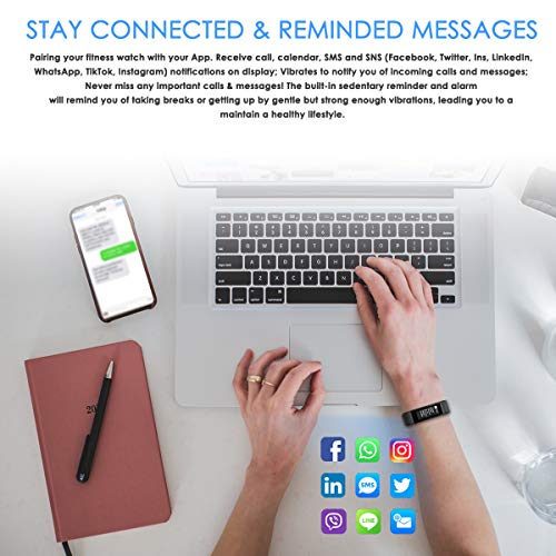 LATEC Pulsera Actividad, Pantalla de Color Reloj Inteligente Impermeable IP68 con Visualización del Tiempo 14 Modos de Multi-Deporte Pulsómetros Contador de Calorias Monitor